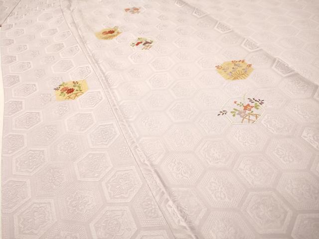 平和屋着物▼訪問着　総刺繍　亀甲花文　金糸　正絹　逸品　DABF2876fe