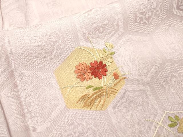 平和屋着物▼訪問着　総刺繍　亀甲花文　金糸　正絹　逸品　DABF2876fe