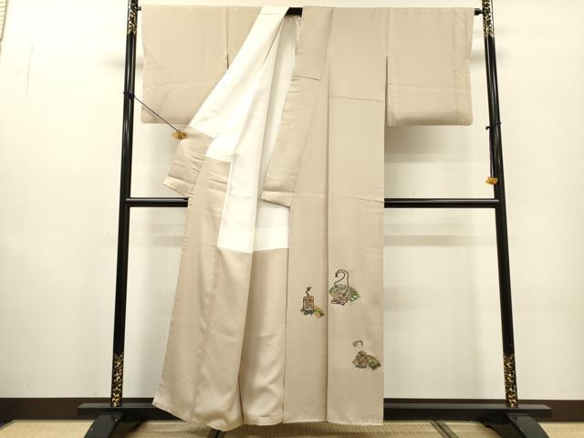平和屋着物▼螺鈿作家　甲斐泰造　色留袖　螺鈿　刺繍　地紙花文　金糸　正絹　逸品　DABF2885fe