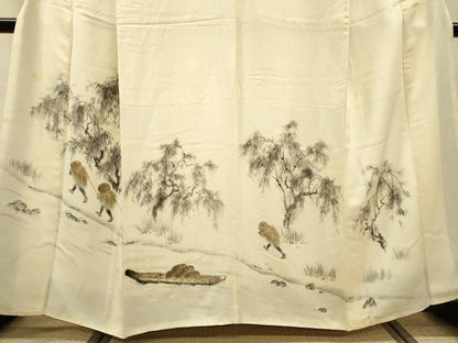 平和屋着物▼訪問着　手描き　人物風景　正絹　逸品　DABF2888fe