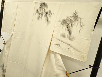 平和屋着物▼訪問着　手描き　人物風景　正絹　逸品　DABF2888fe