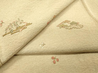 平和屋着物▼訪問着　総刺繍　舞花　金糸　正絹　逸品　DABF2889fe
