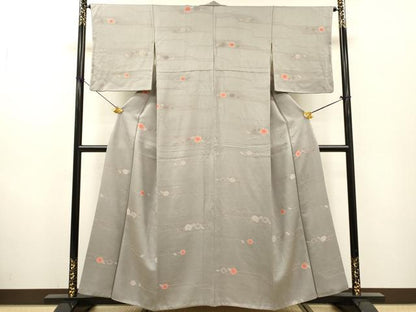 平和屋着物▼上質な小紋　地紋起こし　横段花文　正絹　逸品　DABF2894fe