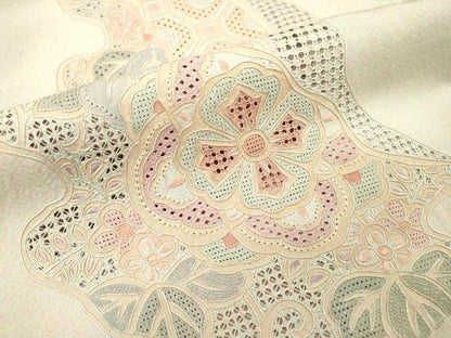 平和屋着物▼中国三大刺繍　スワトウ刺繍　汕頭刺繍　相良刺繍　総刺繍　訪問着　道長吉祥花文　正絹　逸品　DABF2932fe