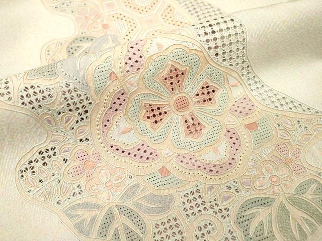 平和屋着物▼中国三大刺繍　スワトウ刺繍　汕頭刺繍　相良刺繍　総刺繍　訪問着　道長吉祥花文　正絹　逸品　DABF2932fe