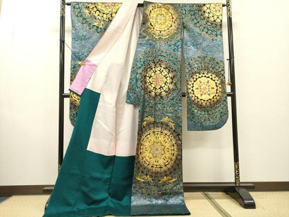 平和屋本店●お引きずり・お引き摺り・引き振袖　和装　結婚式　舞妓　芸妓　芸者　衣装　正倉院飛鳥動物花文　金銀彩　DABF2939fe