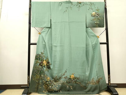 平和屋着物●訪問着　作家物　枝花　暈し染め　金銀彩　正絹　逸品　未使用　DABF2943fe