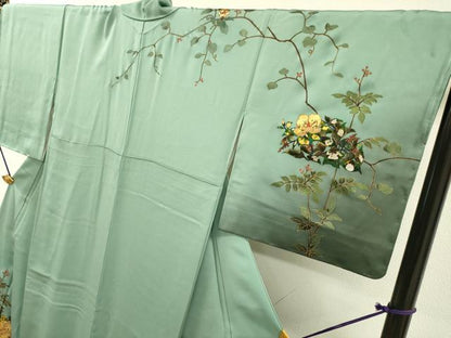 平和屋着物●訪問着　作家物　枝花　暈し染め　金銀彩　正絹　逸品　未使用　DABF2943fe