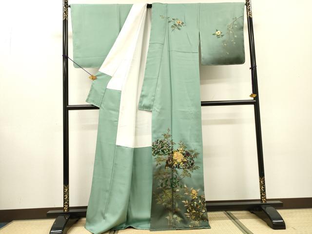 平和屋着物●訪問着　作家物　枝花　暈し染め　金銀彩　正絹　逸品　未使用　DABF2943fe