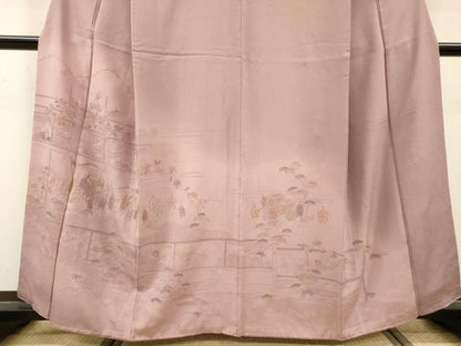 平和屋着物▼中国三大刺繍　スワトウ刺繍　汕頭刺繍　総刺繍　訪問着　人物風景花松文　暈し染め　正絹　逸品　DABF2947fe