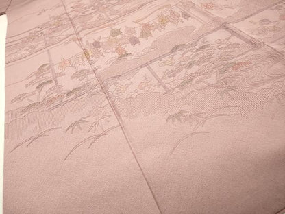 平和屋着物▼中国三大刺繍　スワトウ刺繍　汕頭刺繍　総刺繍　訪問着　人物風景花松文　暈し染め　正絹　逸品　DABF2947fe