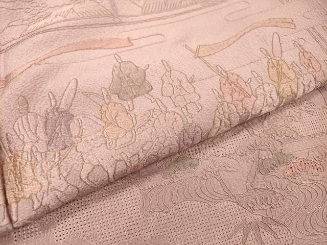平和屋着物▼中国三大刺繍　スワトウ刺繍　汕頭刺繍　総刺繍　訪問着　人物風景花松文　暈し染め　正絹　逸品　DABF2947fe