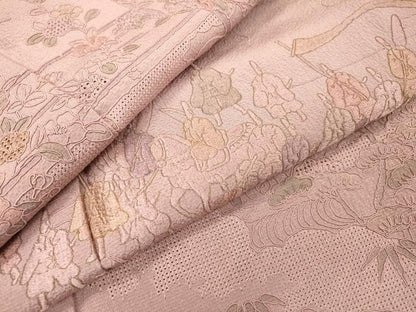 平和屋着物▼中国三大刺繍　スワトウ刺繍　汕頭刺繍　総刺繍　訪問着　人物風景花松文　暈し染め　正絹　逸品　DABF2947fe