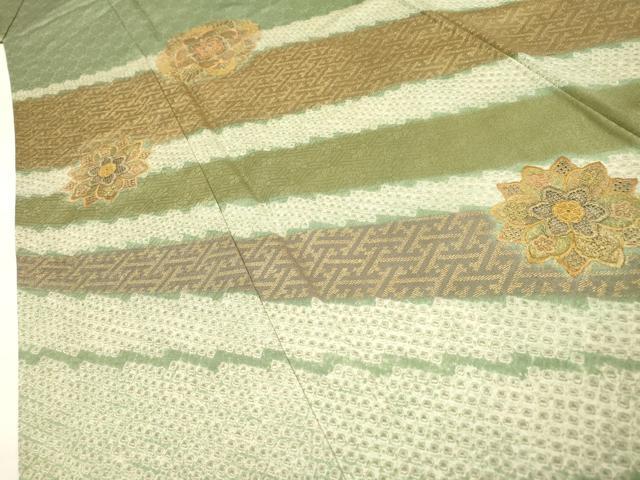 平和屋着物▼中国三大刺繍　スワトウ刺繍　汕頭刺繍　訪問着　正倉院花文　金彩　正絹　逸品　DABF2964fe