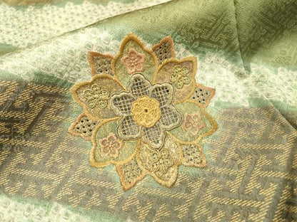 平和屋着物▼中国三大刺繍　スワトウ刺繍　汕頭刺繍　訪問着　正倉院花文　金彩　正絹　逸品　DABF2964fe