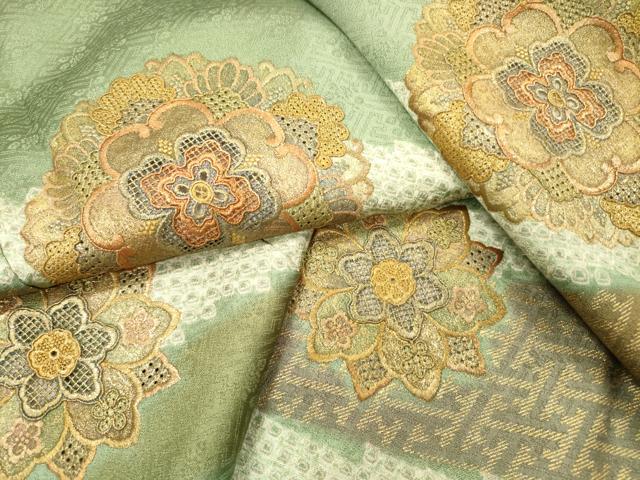 平和屋着物▼中国三大刺繍　スワトウ刺繍　汕頭刺繍　訪問着　正倉院花文　金彩　正絹　逸品　DABF2964fe