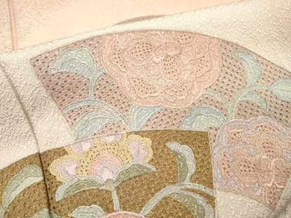 平和屋着物▼中国三大刺繍　スワトウ刺繍　汕頭刺繍　総刺繍　訪問着　地紙花唐草文　暈し染め　正絹　逸品　DABF2965fe