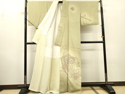平和屋着物▼中国三大刺繍　スワトウ刺繍　汕頭刺繍　総刺繍　訪問着　几帳雪輪飛鶴花文　暈し染め　正絹　逸品　DABF2966fe