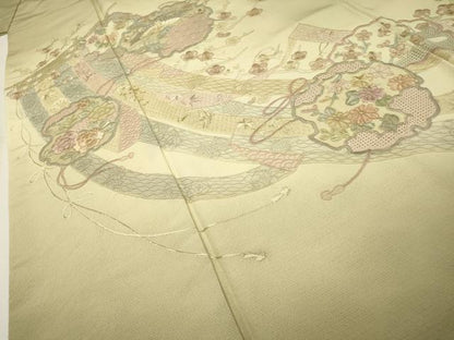 平和屋着物▼中国三大刺繍　スワトウ刺繍　汕頭刺繍　総刺繍　訪問着　几帳雪輪飛鶴花文　暈し染め　正絹　逸品　DABF2966fe