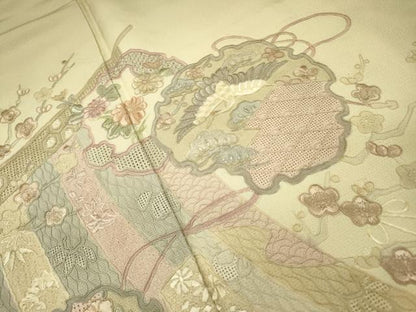 平和屋着物▼中国三大刺繍　スワトウ刺繍　汕頭刺繍　総刺繍　訪問着　几帳雪輪飛鶴花文　暈し染め　正絹　逸品　DABF2966fe