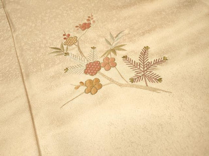 平和屋着物▼訪問着　総刺繍　枝花松葉芝文　暈し染め　金糸　正絹　逸品　DABF2968fe