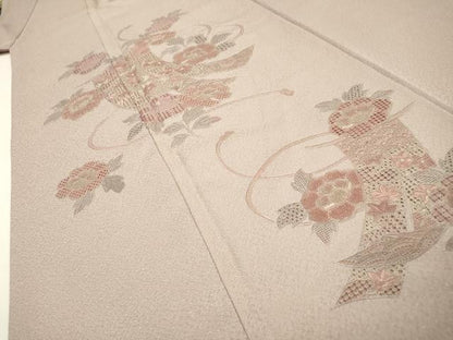 平和屋着物▼中国三大刺繍　スワトウ刺繍　汕頭刺繍　相良刺繍　総刺繍　訪問着　几帳花文　正絹　逸品　DABF2969fe