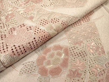 平和屋着物▼中国三大刺繍　スワトウ刺繍　汕頭刺繍　相良刺繍　総刺繍　訪問着　几帳花文　正絹　逸品　DABF2969fe