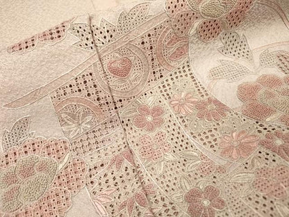 平和屋着物▼中国三大刺繍　スワトウ刺繍　汕頭刺繍　相良刺繍　総刺繍　訪問着　几帳花文　正絹　逸品　DABF2969fe