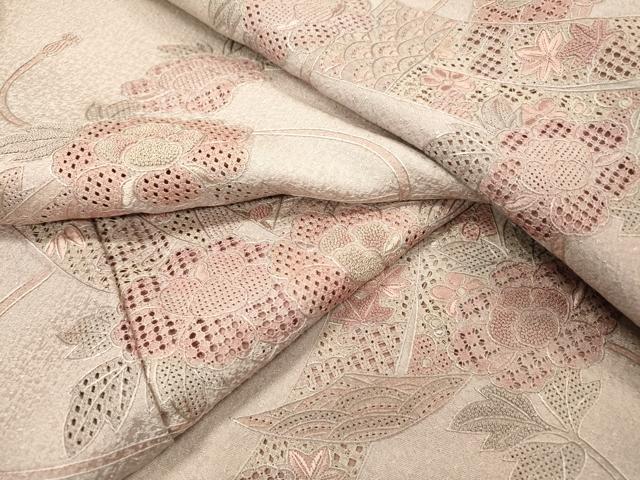 平和屋着物▼中国三大刺繍　スワトウ刺繍　汕頭刺繍　相良刺繍　総刺繍　訪問着　几帳花文　正絹　逸品　DABF2969fe