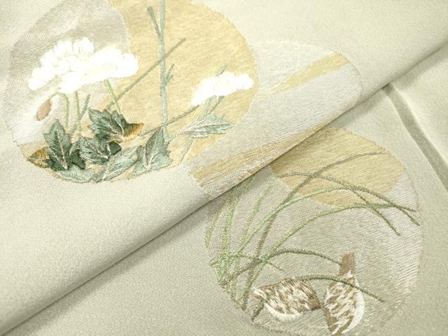 平和屋着物▼訪問着　総刺繍　寿光織　花鳥丸文　金銀糸　正絹　逸品　DABF2970fe