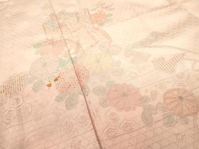 平和屋着物▼中国三大刺繍　スワトウ刺繍　汕頭刺繍　相良刺繍　総刺繍　訪問着　御所車菊文　暈し染め　正絹　逸品　DABF2973fe