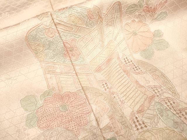 平和屋着物▼中国三大刺繍　スワトウ刺繍　汕頭刺繍　相良刺繍　総刺繍　訪問着　御所車菊文　暈し染め　正絹　逸品　DABF2973fe