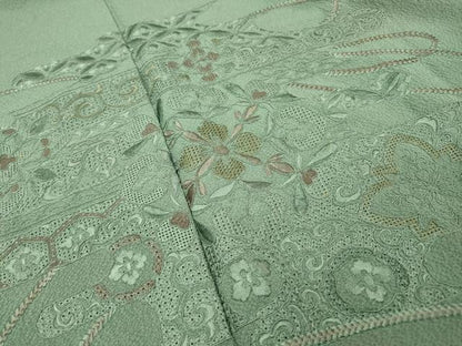 平和屋着物▼中国三大刺繍　スワトウ刺繍　汕頭刺繍　総刺繍　訪問着　正倉院霞花文　正絹　逸品　DABF2974fe