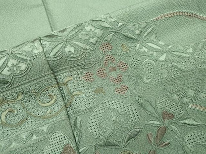 平和屋着物▼中国三大刺繍　スワトウ刺繍　汕頭刺繍　総刺繍　訪問着　正倉院霞花文　正絹　逸品　DABF2974fe