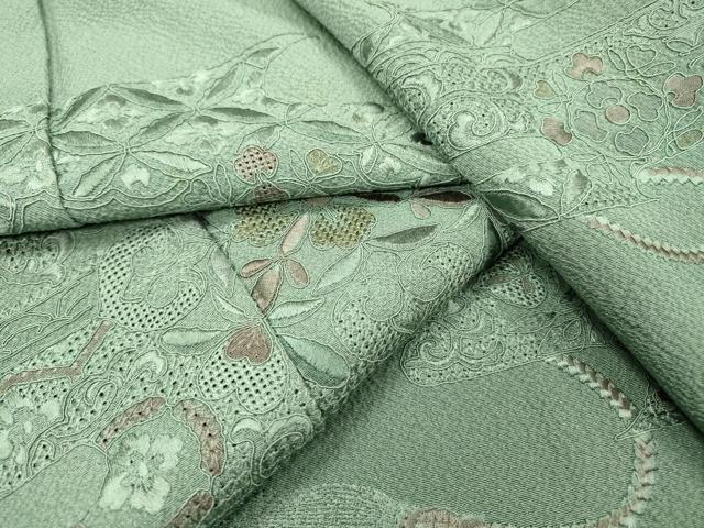 平和屋着物▼中国三大刺繍　スワトウ刺繍　汕頭刺繍　総刺繍　訪問着　正倉院霞花文　正絹　逸品　DABF2974fe