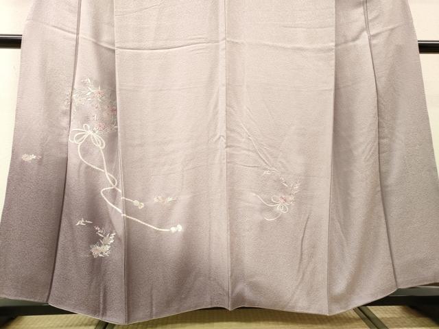 平和屋着物▼中国三大刺繍　スワトウ刺繍　汕頭刺繍　総刺繍　訪問着　草花文　暈し染め　金糸　正絹　逸品　DABF2975fe