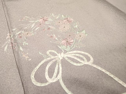平和屋着物▼中国三大刺繍　スワトウ刺繍　汕頭刺繍　総刺繍　訪問着　草花文　暈し染め　金糸　正絹　逸品　DABF2975fe