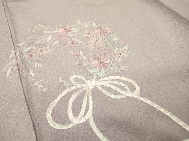 平和屋着物▼中国三大刺繍　スワトウ刺繍　汕頭刺繍　総刺繍　訪問着　草花文　暈し染め　金糸　正絹　逸品　DABF2975fe