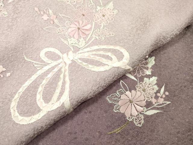 平和屋着物▼中国三大刺繍　スワトウ刺繍　汕頭刺繍　総刺繍　訪問着　草花文　暈し染め　金糸　正絹　逸品　DABF2975fe
