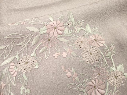平和屋着物▼中国三大刺繍　スワトウ刺繍　汕頭刺繍　総刺繍　訪問着　草花文　暈し染め　金糸　正絹　逸品　DABF2975fe