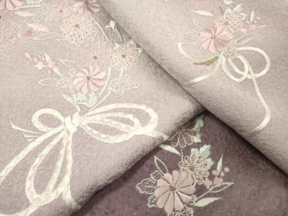 平和屋着物▼中国三大刺繍　スワトウ刺繍　汕頭刺繍　総刺繍　訪問着　草花文　暈し染め　金糸　正絹　逸品　DABF2975fe