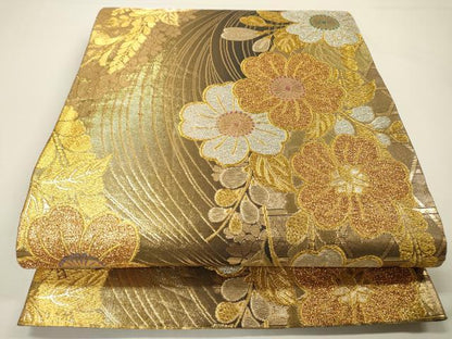 平和屋着物▼六通柄袋帯　辻が花　金銀糸　正絹　逸品　DABF2984fe