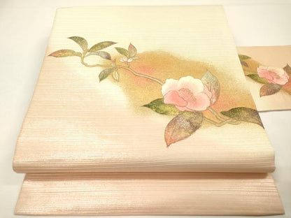 平和屋着物▼九寸名古屋帯　刺繍　枝花　金彩　正絹　逸品　DABF2987fe