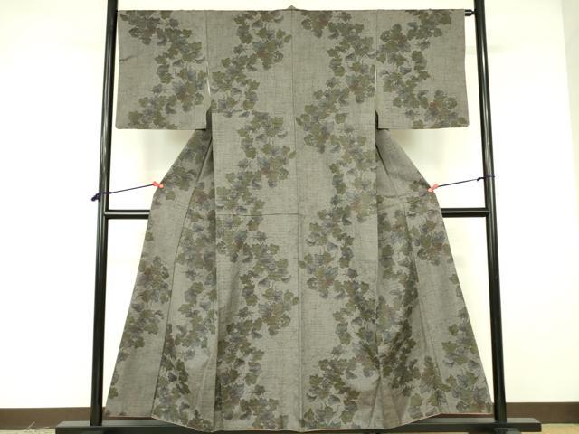 平和屋着物■上質な紬 蔦の葉文 正絹 逸品 DABF3005op