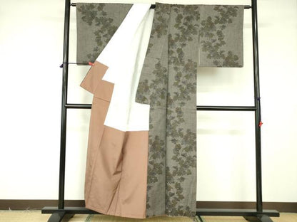 平和屋着物■上質な紬 蔦の葉文 正絹 逸品 DABF3005op