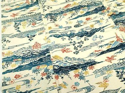 平和屋着物■上質な小紋 型染 流水花鳥文 正絹 逸品 DABF3006op