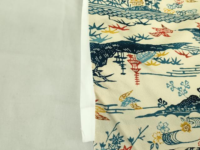 平和屋着物■上質な小紋 型染 流水花鳥文 正絹 逸品 DABF3006op