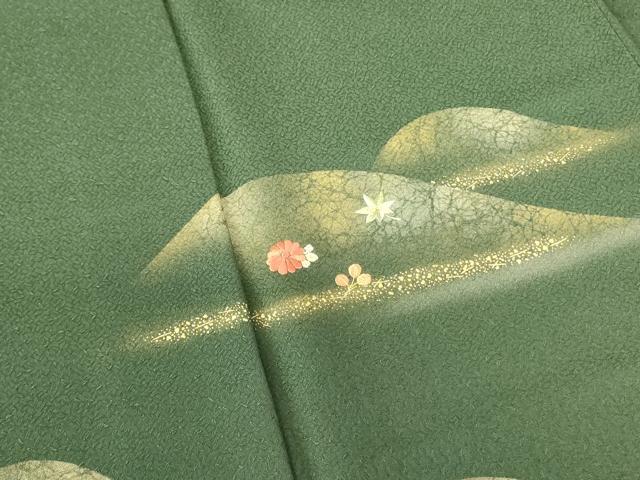 平和屋着物■訪問着　駒刺繍　風景花文　暈し染　金彩　正絹　逸品　DABF3007op