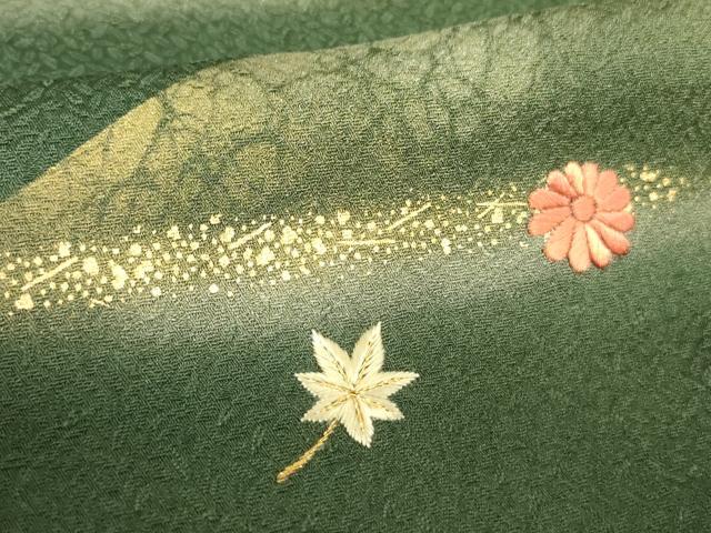 平和屋着物□訪問着 駒刺繍 風景花文 暈し染 金彩 正絹