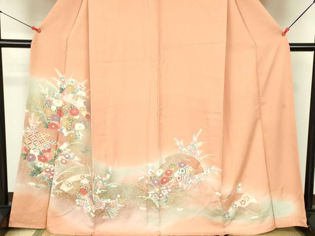 平和屋着物■色留訪問着 扇面花文 暈し染 金彩 正絹 逸品 DABF3014op